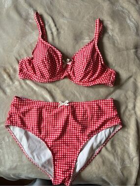 Red Gingham Two-Piece Bikini Set